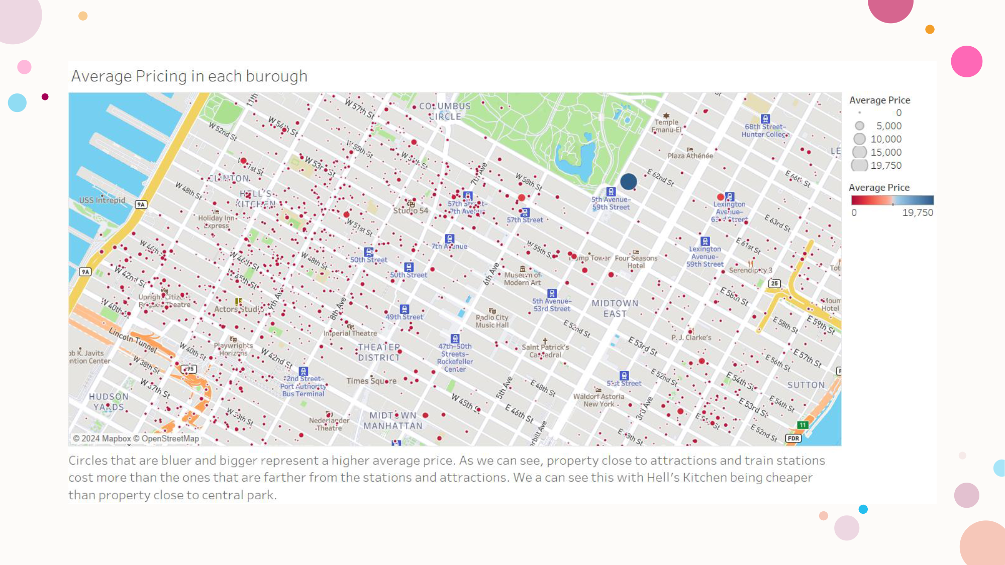 Heatmap of Airbnb pricing based on location